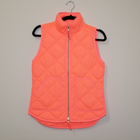 J. Crew Jackets & Blazers - ☀️J. Crew Neon Orange Quilted Puffer Vest Size XXS